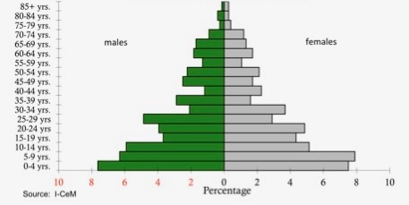 Population pyramid for Aldershot as one place study